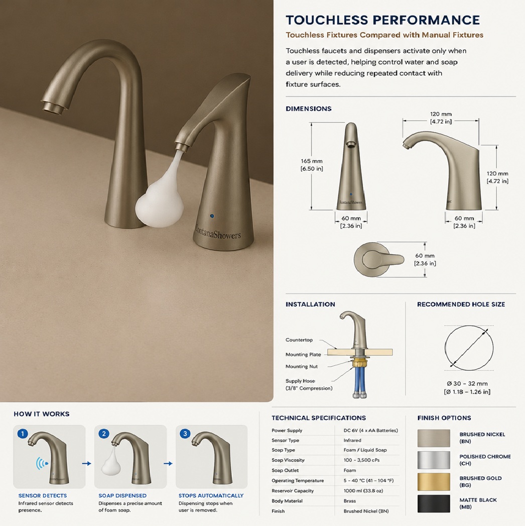 Fontana touchless faucet and soap dispenser set